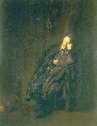 An old man asleep by a fire, REMBRANDT Harmenszoon van Rijn